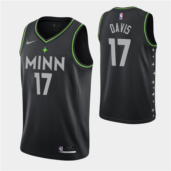 Men's Minnesota Timberwolves #17 Ed Davis Black City Swingman 2020-21 Stitched NBA Jersey