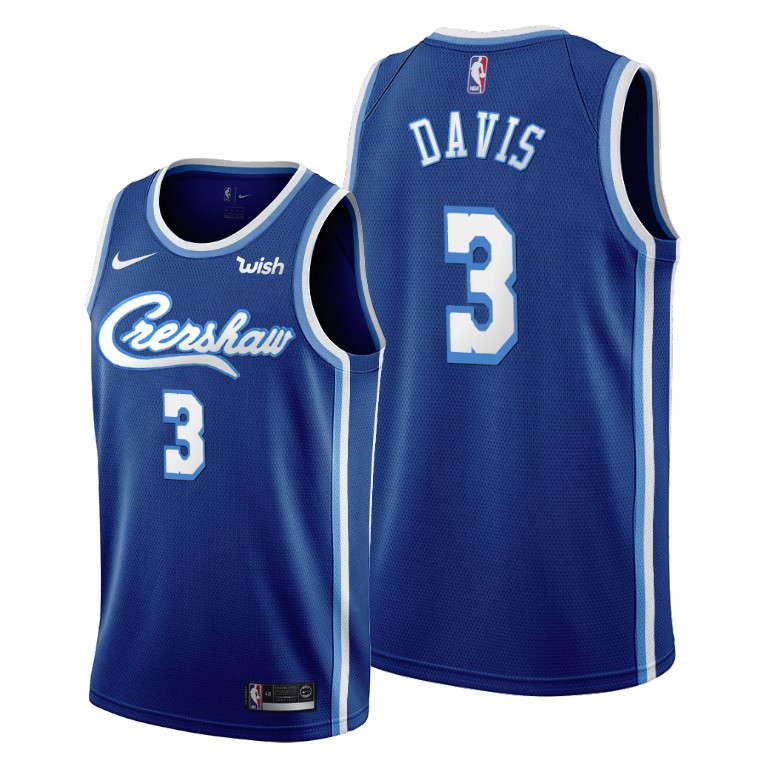 Men's Los Angeles Lakers #3 Anthony Davis Blue Stitched NBA Jersey