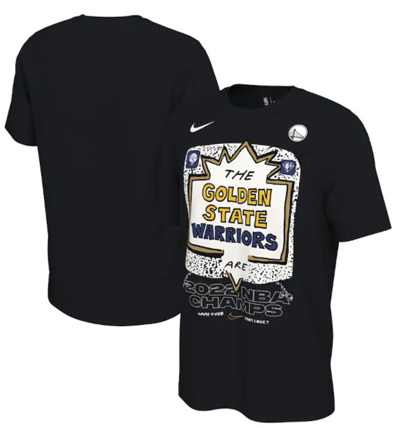 Men's Golden State Warriors 2021-2022 Black NBA Finals Champions Celebration Expressive T-Shirt