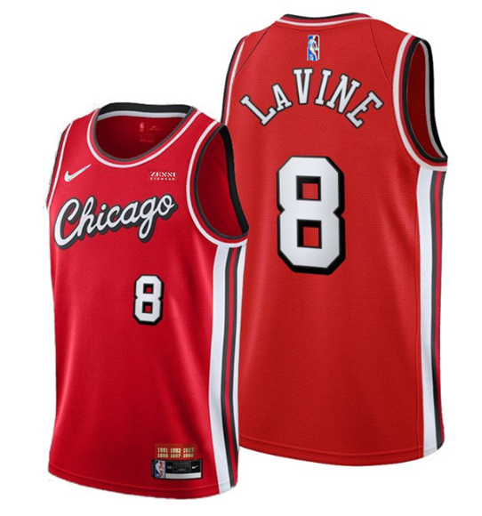 Men's Chicago Bulls #8 Zach LaVine Red Stitched Basketball Jersey