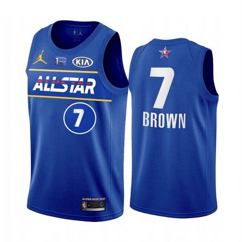 Men's 2021 All-Star #7 Jaylen Brown Blue Eastern Conference Stitched NBA Jersey - Click Image to Close