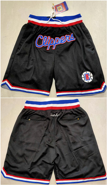 Men's Los Angeles Clippers Black Shorts (Run Small) - Click Image to Close