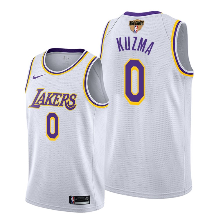 Men's Los Angeles Lakers #0 Kyle Kuzma 2020 White Finals Stitched NBA Jersey