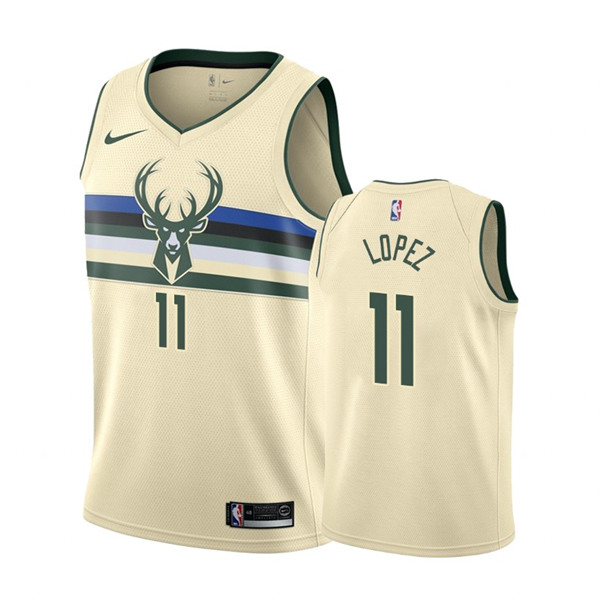 Men's Milwaukee Bucks #21 Brook Lopez White Stitched NBA Jersey - Click Image to Close