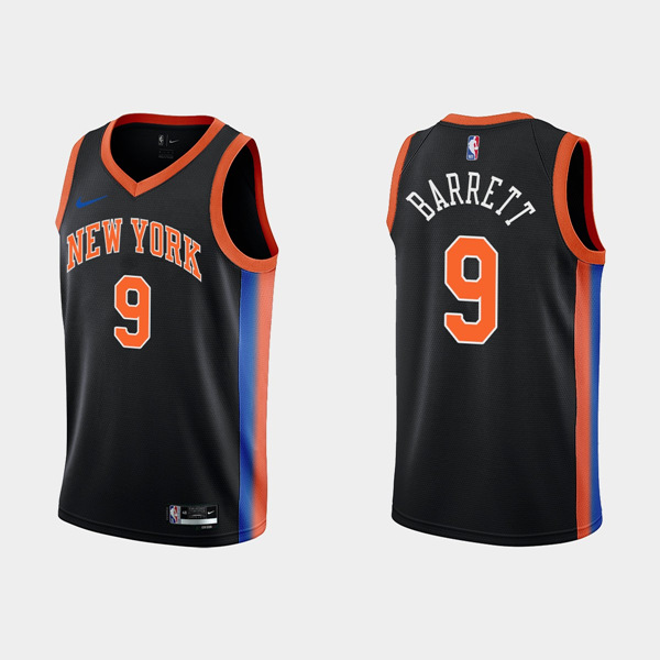 Men's New York Knicks #9 RJ Barrett Black City Edition Stitched Basketball Jersey