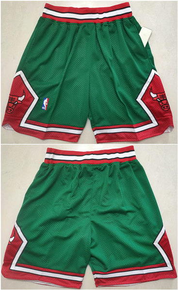 Men's Chicago Bulls Green Shorts (Run Small) - Click Image to Close