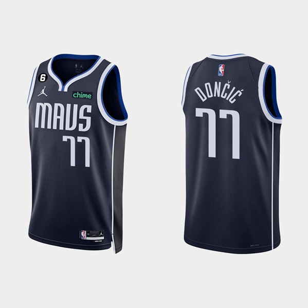 Men's Dallas Mavericks #77 Luka Doncic Navy Statement Edition Stitched Basketball Jersey