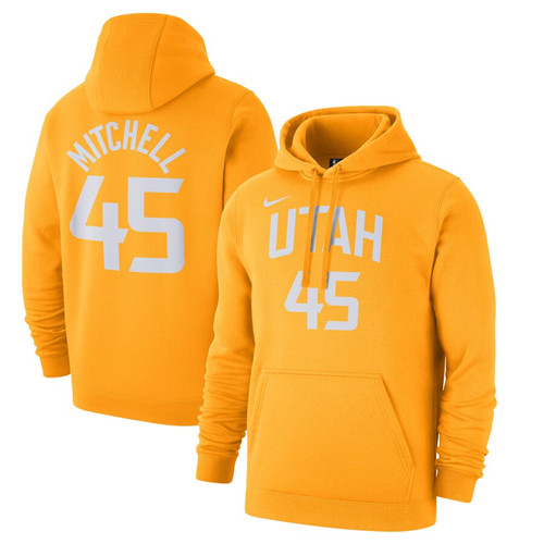 Men's Utah Jazz #45 Donovan Mitchell or Custom Gold 201920 City Edition Name & Number Pullover Hoodie