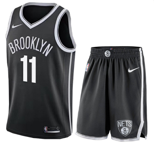 Men's Brooklyn Nets #11 Kyrie Irving Black 2019 Stitched NBA Jersey(With Shorts) - Click Image to Close