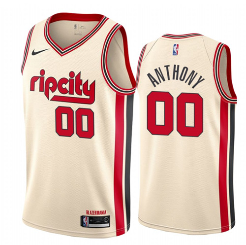 Men's Portland Trail Blazers #00 Carmelo Anthony Cream 2019 City Edition Stitched NBA Jersey