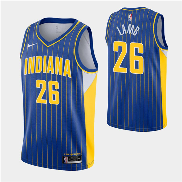 Men's Indiana Pacers #26 Jeremy Lamb Royal City Swingman 2020-21 Stitched NBA Jersey