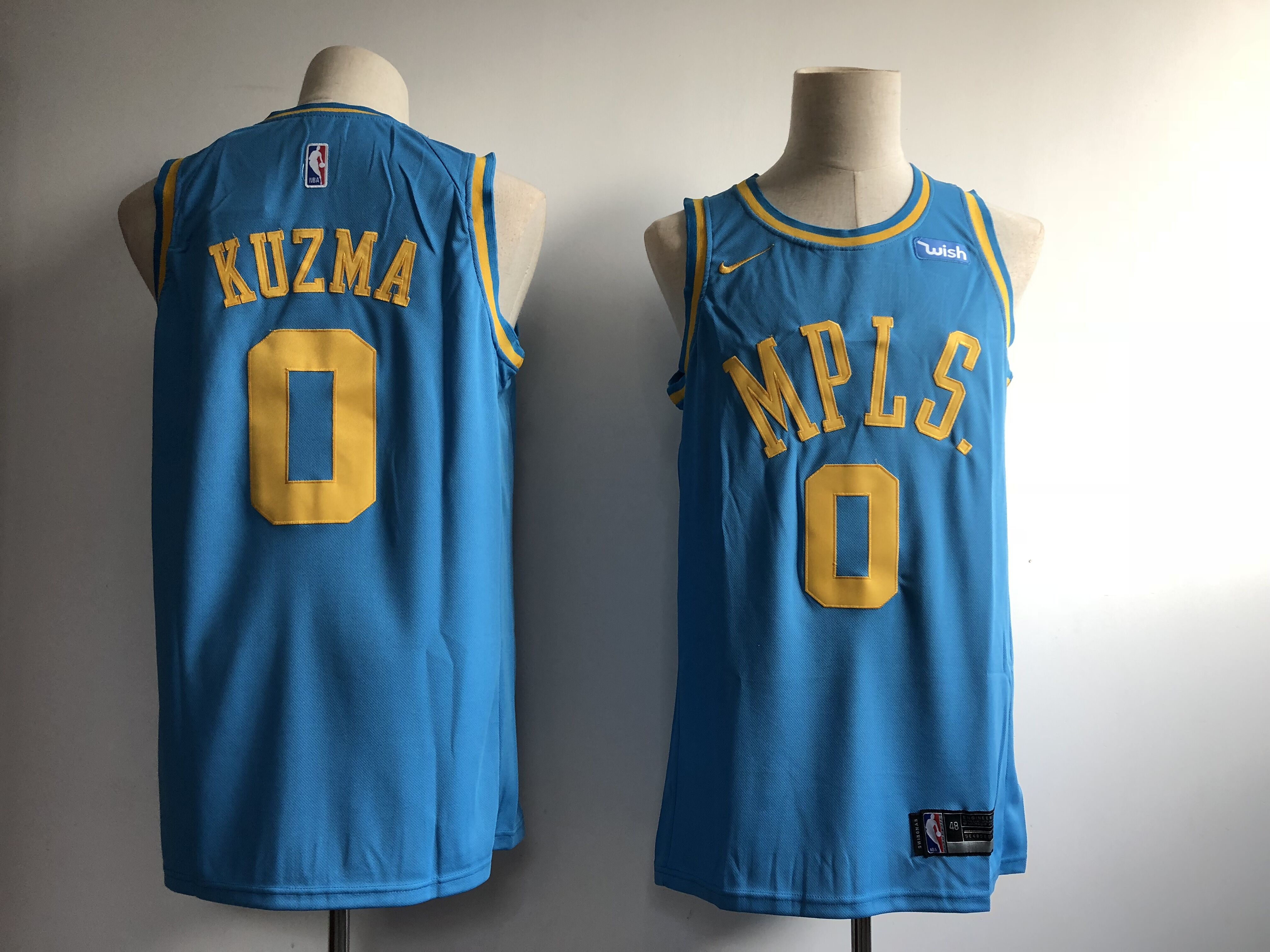 Men's Los Angeles Lakers #0 Kyle Kuzma Blue MPLS Wish Stitched NBA Jersey - Click Image to Close