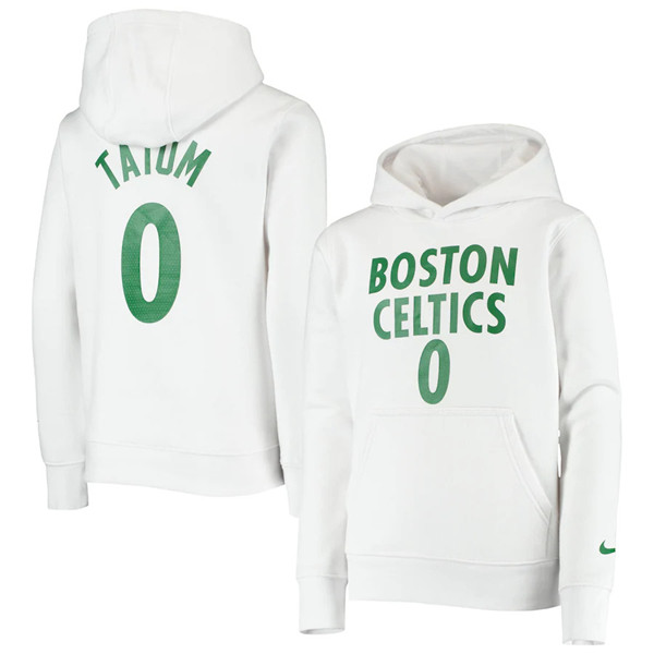 Men's Boston Celtics #0 Jayson Tatum 2021 White Pullover Hoodie - Click Image to Close