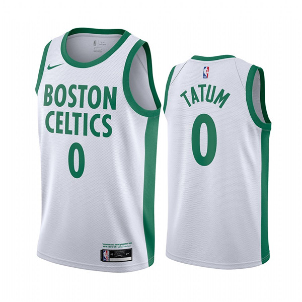 Men's Boston Celtics #0 Jayson Tatum White 2020-21 City Edition Swingman Stitched NBA Jersey