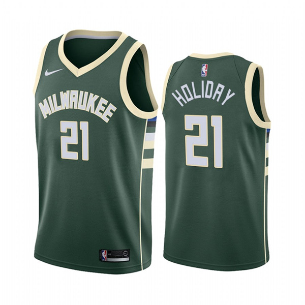 Men's Milwaukee Bucks #21 Jrue Holiday Green Stitched NBA Jersey - Click Image to Close