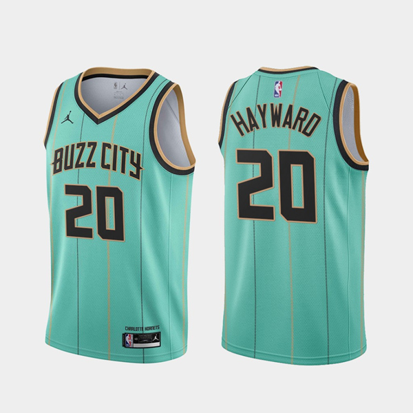 Men's Charlotte Hornets #20 Gordan Hayward Buzz City NBA Stitched Jersey - Click Image to Close