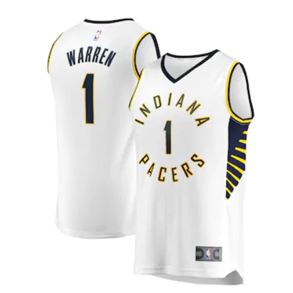 Men's Indiana Pacers White #1 T.J. Warren Stitched NBA Jersey - Click Image to Close