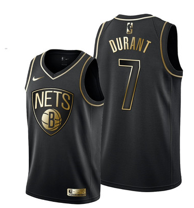 Men's Brooklyn Nets #7 Kevin Durant Black 2019 Golden Edition Stitched NBA Jersey