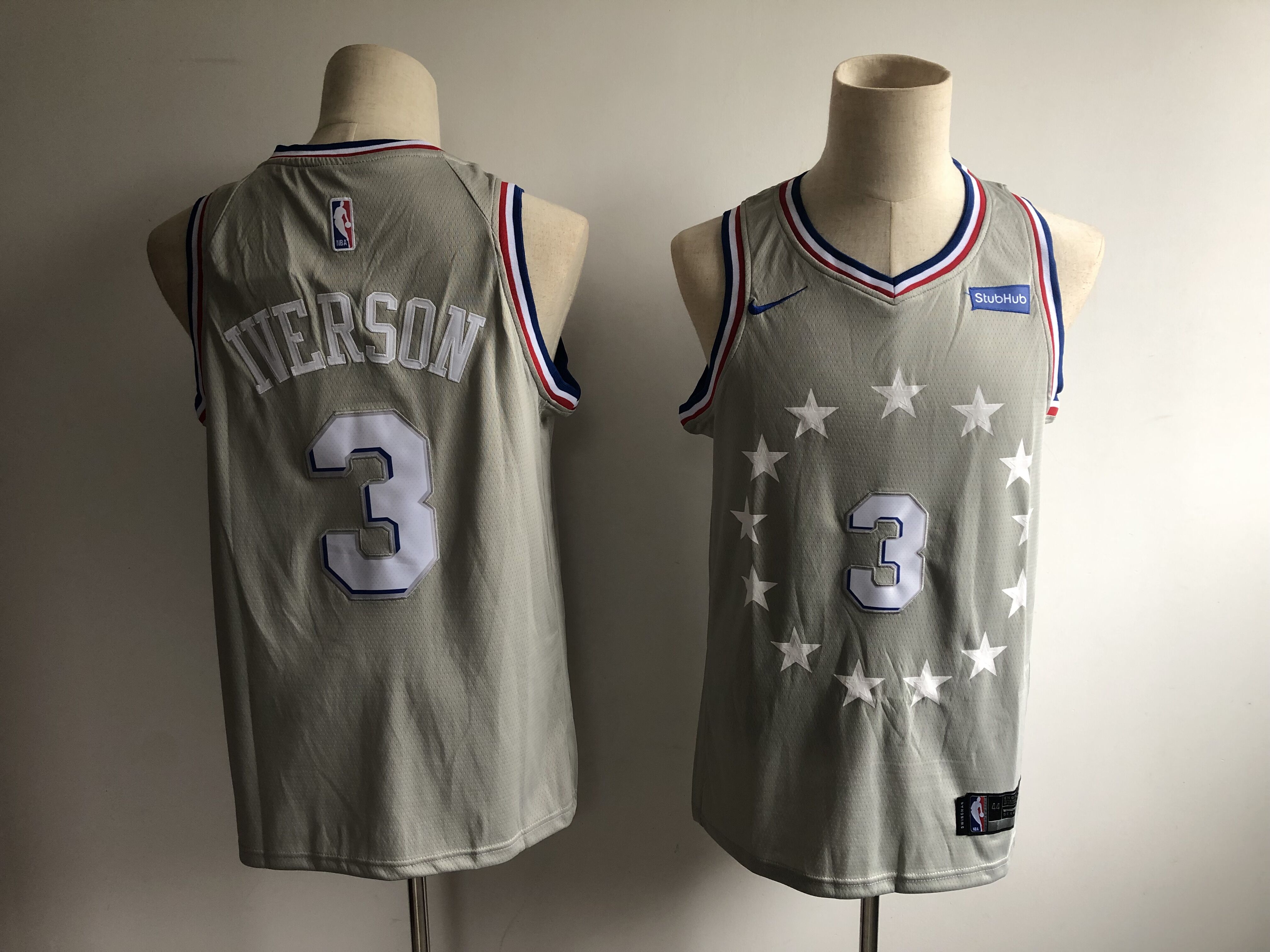 Men's Philadelphia 76ers #3 Allen Iverson Gray 2018/19 City Edition Swingman Stitched NBA Jersey