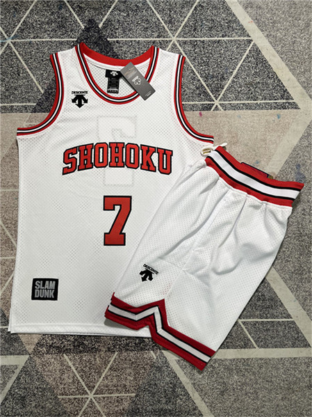 Men's Shohoku #7 Ryota Miyagi White Stitched Basketball Jersey And Shorts Suit