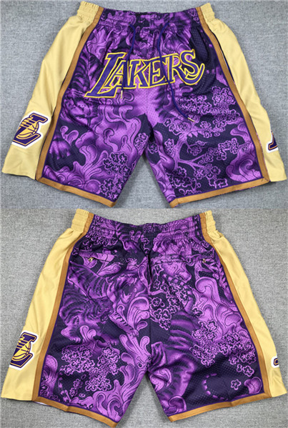 Men's Los Angeles Lakers Purple Gold Shorts (Run Small)