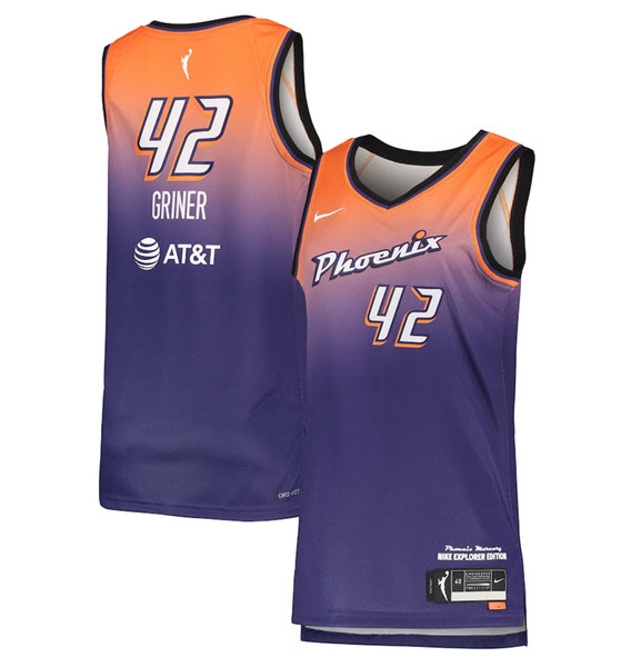 Men's Phoenix Mercury #42 Brittney Griner Purple 2021 Explorer Edition Stitched Jersey