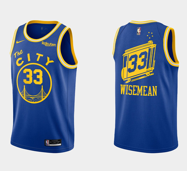 Men's Golden State Warriors #33 James Wiseman 2020-2021 Dri-FIT Hardwood Classic Blue Stitched Jersey