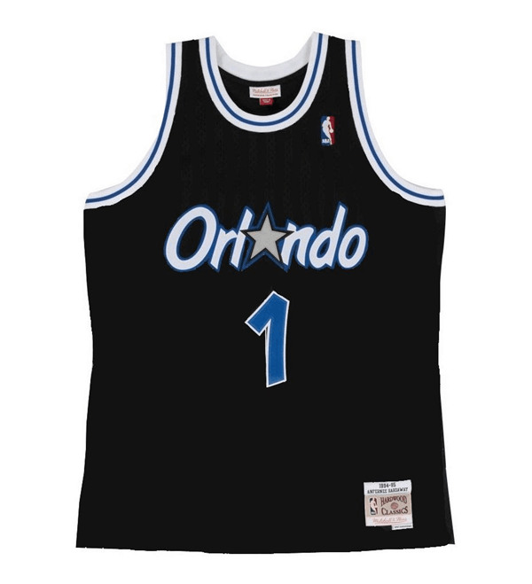 Men's Orlando Magic #1 Penny Hardaway Black Throwback Stitched NBA Jersey