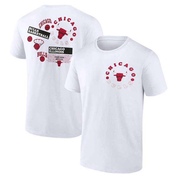 Men's Chicago Bulls White Basketball T-Shirt - Click Image to Close