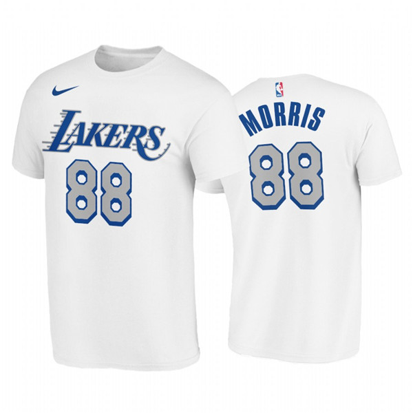 Los Angeles Lakers #88 Markieff Morris 2020-21 City Edition White New Blue Silver LogoT-Shirt (All Size)