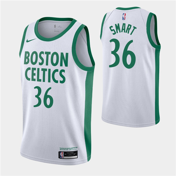 Men's Boston Celtics #36 Marcus Smart White 2020-21 City Edition Swingman Stitched NBA Jersey