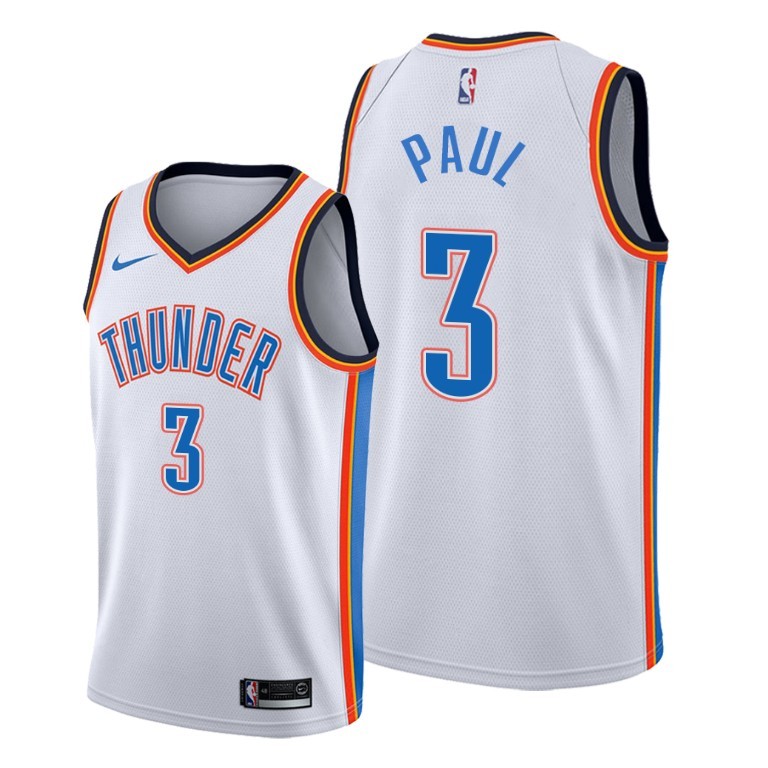 Men's Oklahoma City Thunder White #3 Chris Paul Stitched NBA Jersey - Click Image to Close