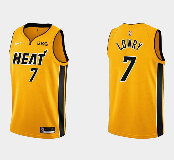 Men's Miami Heat #7 Kyle Lowry Yellow Stitched NBA Jersey