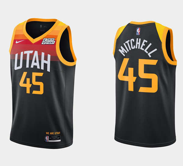 Men's Utah Jazz #45 Donovan Mitchell Black City Swingman 2020-21 Stitched NBA Jersey