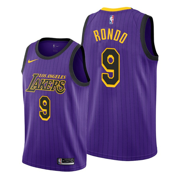 Men's Los Angeles Lakers #9 Rajon Rondo Stitched Purple NBA Jersey