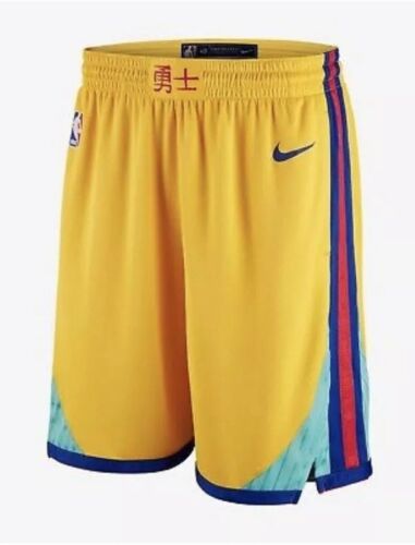 Men's Warriors Yellow Retro NBA Shorts (Run Smaller)