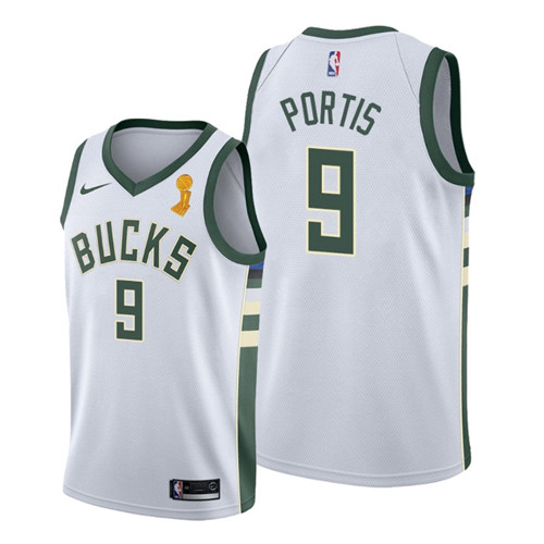 Men's Milwaukee Bucks #9 Bobby Portis 2021 White Finals Champions Stitched Basketball Jersey