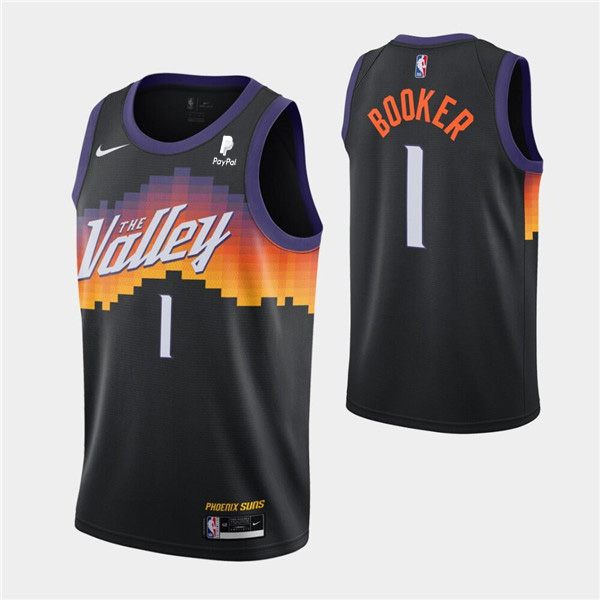 Men's Phoenix Suns #1 Devin Booker Black City Edition New Uniform 2020-21 Stitched NBA Jersey