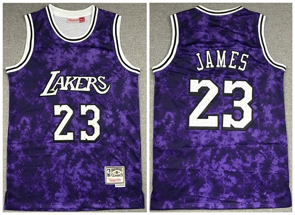 Men's Los Angeles Lakers #23 LeBron James Purple Stitched NBA Jersey