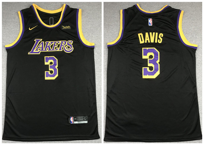 Men's Los Angeles Lakers #3 Anthony Davis Black Stitched NBA Jersey