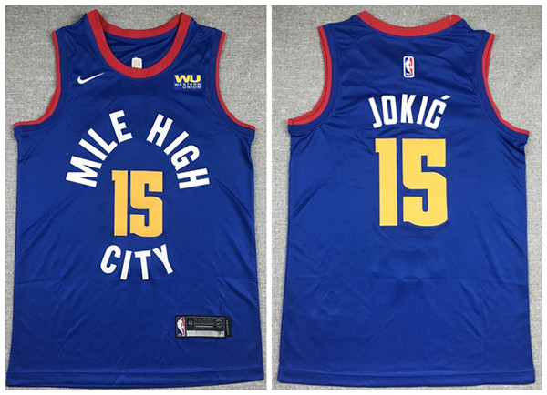 Men's Denver Nuggets #15 Nikola Jokic Blue Stitched NBA Jersey