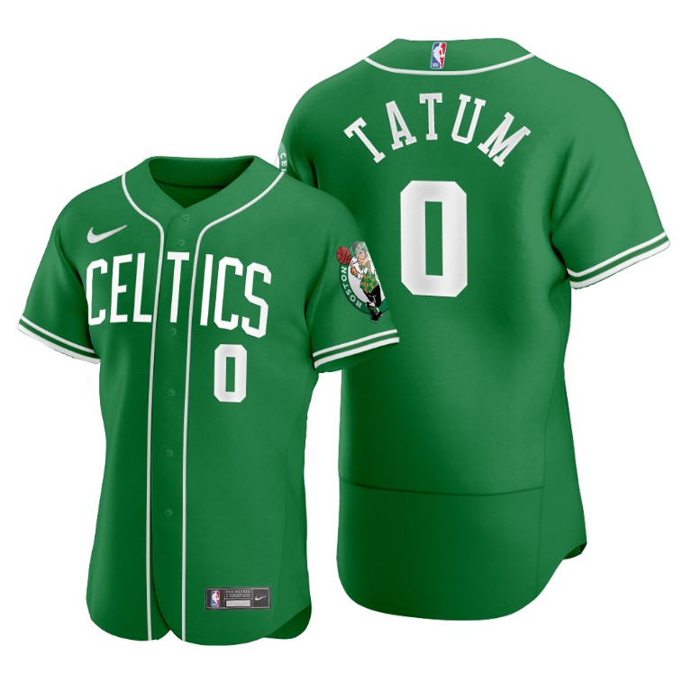 Men's Boston Celtics ##0 Jayson Tatum Green 2020 NBA X MLB Crossover Edition Jersey