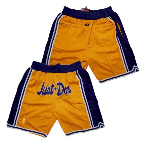 Men's Los Angeles Lakers Yellow Just Don NBA Shorts (Run Smaller) - Click Image to Close