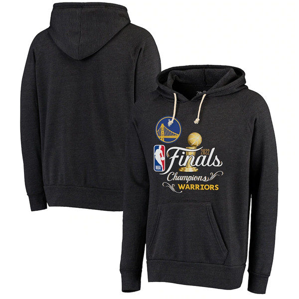 Men's Golden State Warriors 2021-2022 Black NBA Finals Champions Swish Tri-Blend Pullover Hoodie - Click Image to Close