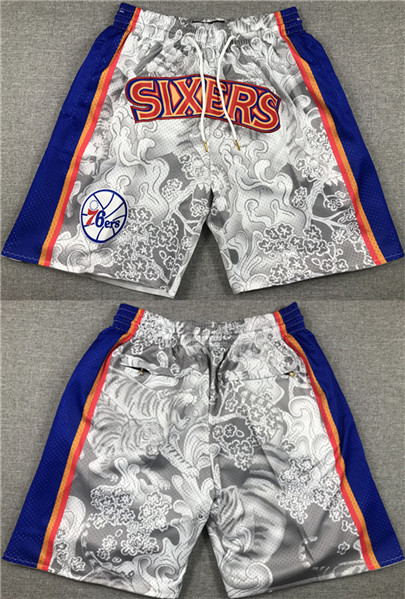 Men's Philadelphia 76ers Gray/Blue Shorts (Run Small)