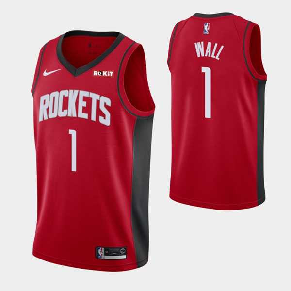 Men's Houston Rockets #1 John Wall Red Stitched NBA Jersey - Click Image to Close