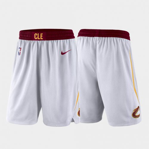 Men's Cleveland Cavaliers White Shorts (Run Smaller) - Click Image to Close