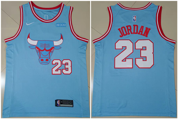 Men's Chicago Bulls #23 Michael Jordan Light Blue Stitched Basketball Jersey