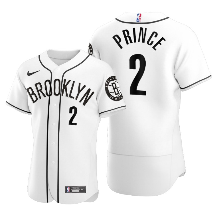 Men's Brooklyn Nets #2 Taurean Prince 2020 White NBA X MLB Crossover Edition Stitched Jersey - Click Image to Close