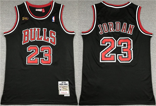 Men's Chicago Bulls #23 Michael Jordan Black 1997-98 Stitched Jersey